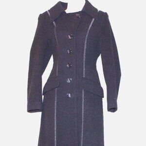 KISTERMANN ITALY CHARCOAL GRAY CASHMERE & WOOL WOMEN LINED COAT SIZE:M (fit SIZE